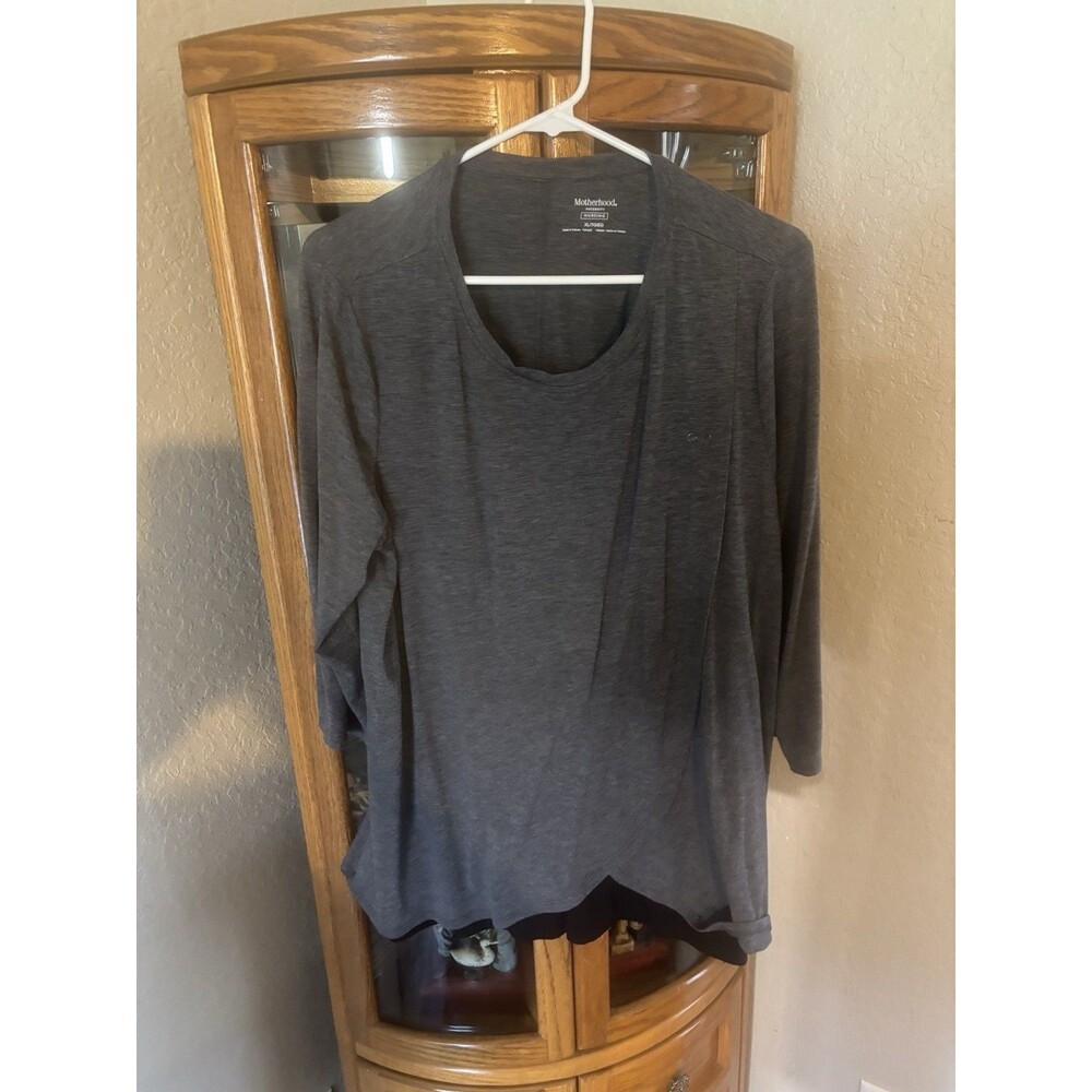 Motherhood Maternity Nursing Cardigan Womens XL Gray Open Front Lightweight